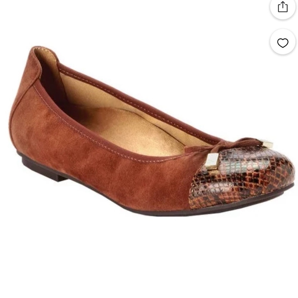 Vionic Women's Spark Minna
Snakeskin Cap Toe Ballet Flats, Brown Size 10